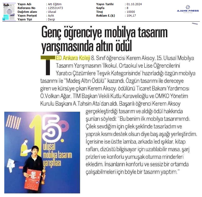 01 2024 10 01 Artı Eğitim Genç Öğrenciye Mobilya Tasarim Yarişmasinda Altin Ödül 125531473 1