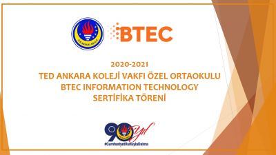 2020-2021 BTEC 2. Seviye IT Programı’nı Tamamlayan Öğrencilerimize Sertifikaları Verildi