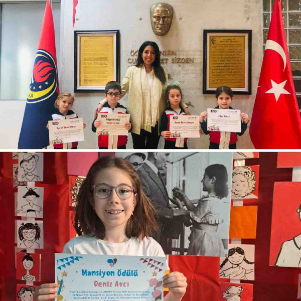 Anaokulu ve İlkokul Öğrencilerimiz Cumhuriyet'in 100. Yılı Konulu Resim yarışmasından Ödül Kazandılar.